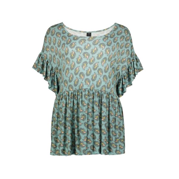 OVERSIZED  FRILL DETAILING TOP IN AOP
