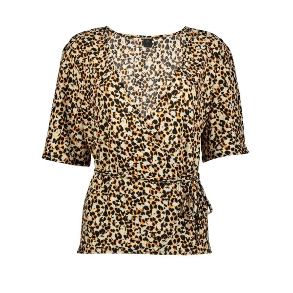 SHORT SLEEVE WRAP TOP IN AOP
