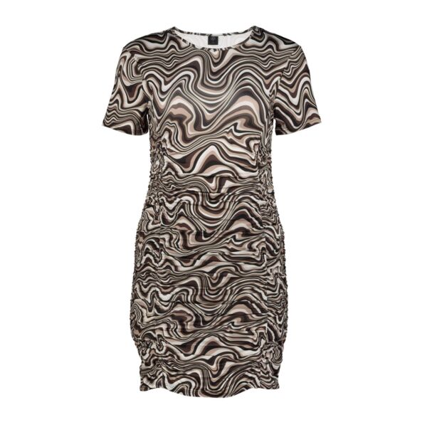RUCHED MINI DRESS IN RETRO PRINT