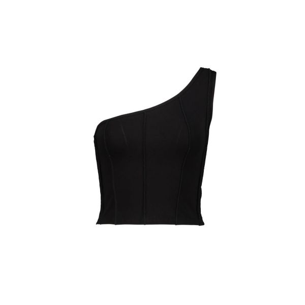 ONE SHOULDER CROP TOP IN BLACK