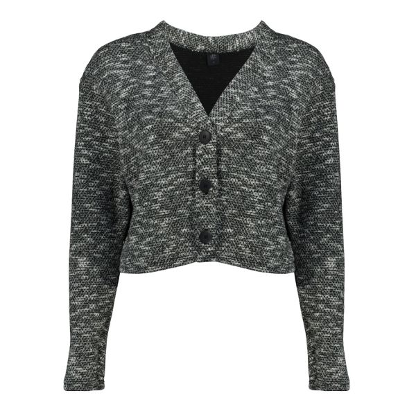 SALT AND PEPPER BOUCLE CARDIGAN