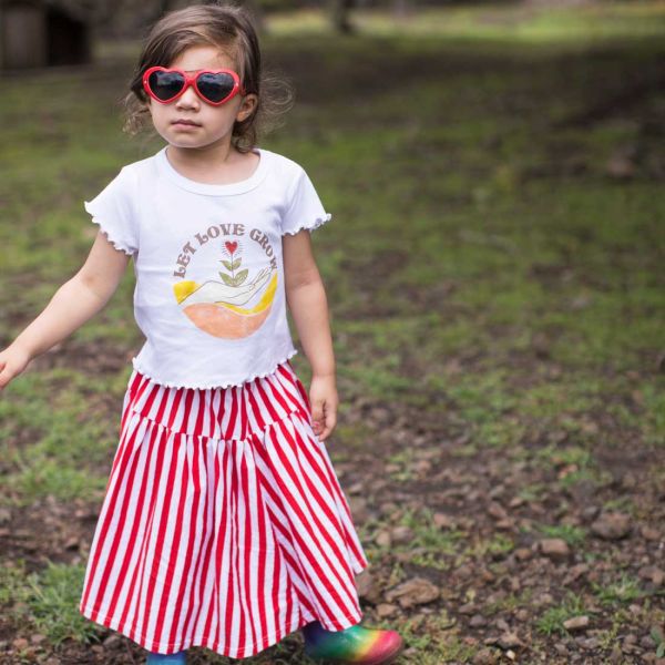 TIERRED STRIPE COTTON SKIRT