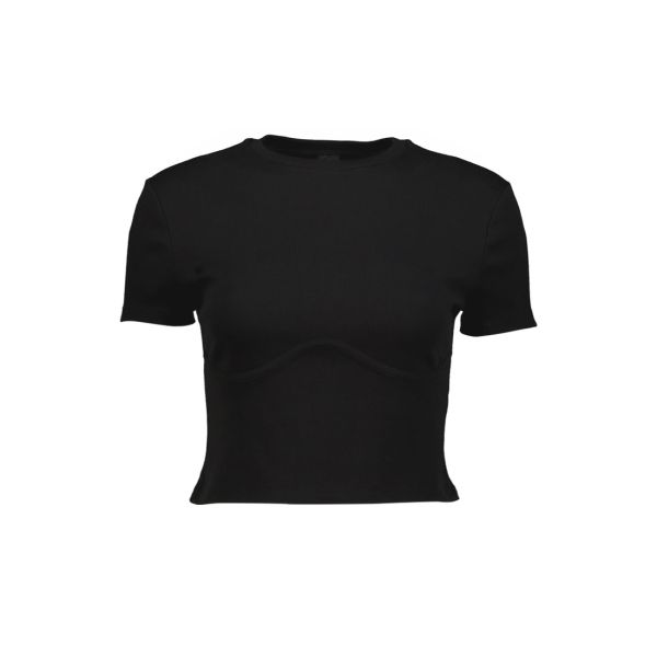 SHORT SLEEVE CORSET CROP TOP