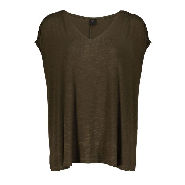 RUCHED SHOULDER V NECK TANK TOP