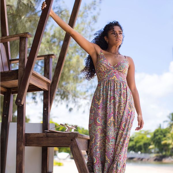 SPAGHETTI MAXI DRESS IN AOP