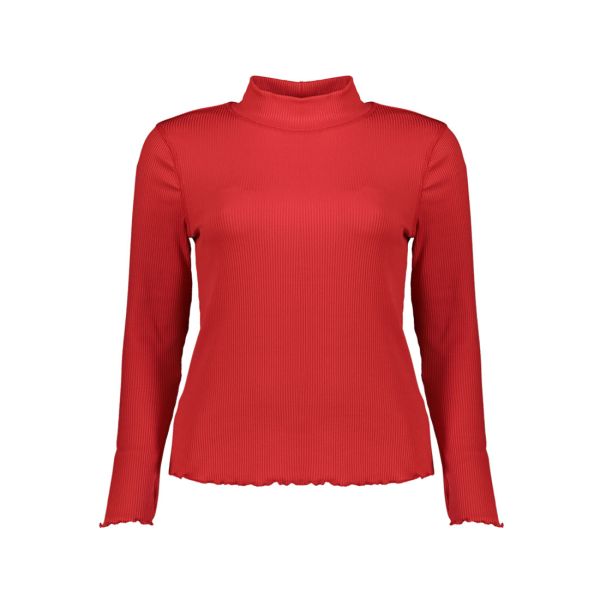 LONG SLEEVE HIGH NECK LETTUCE HEM TEE