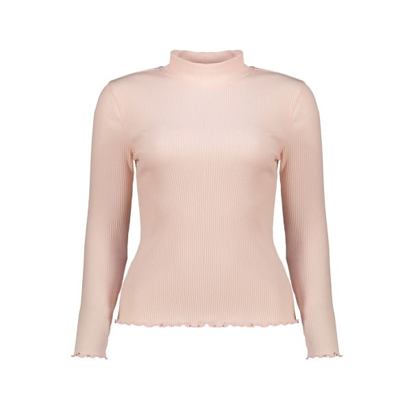 LONG SLEEVE HIGH NECK LETTUCE HEM TEE