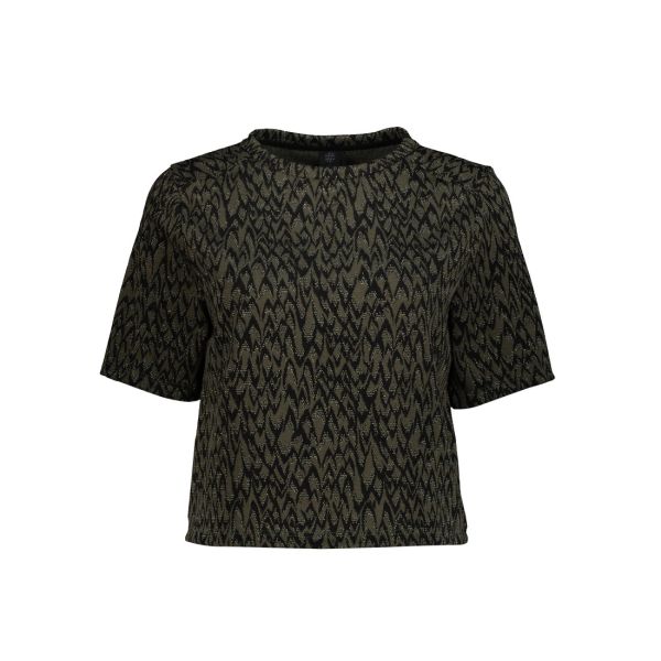 SHORT SLEEVES CREW NECK JACQUARD TOP