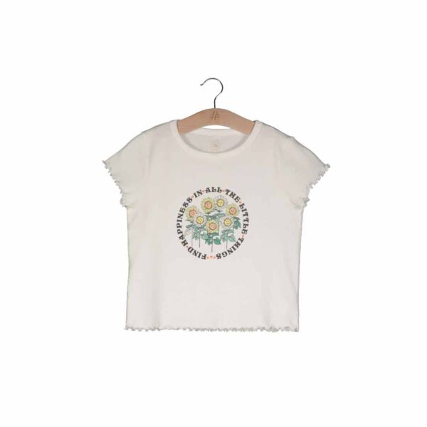 CREW NECK PRINTED TEE IN PEACH PEACH