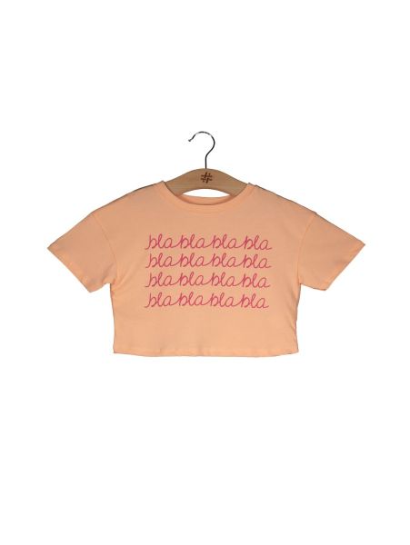 CREW NECK PRINTED TEE IN PEACH